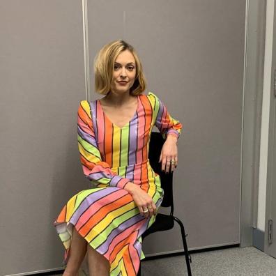 Fearne wearing Olivia Rubin dress donated to PDSA